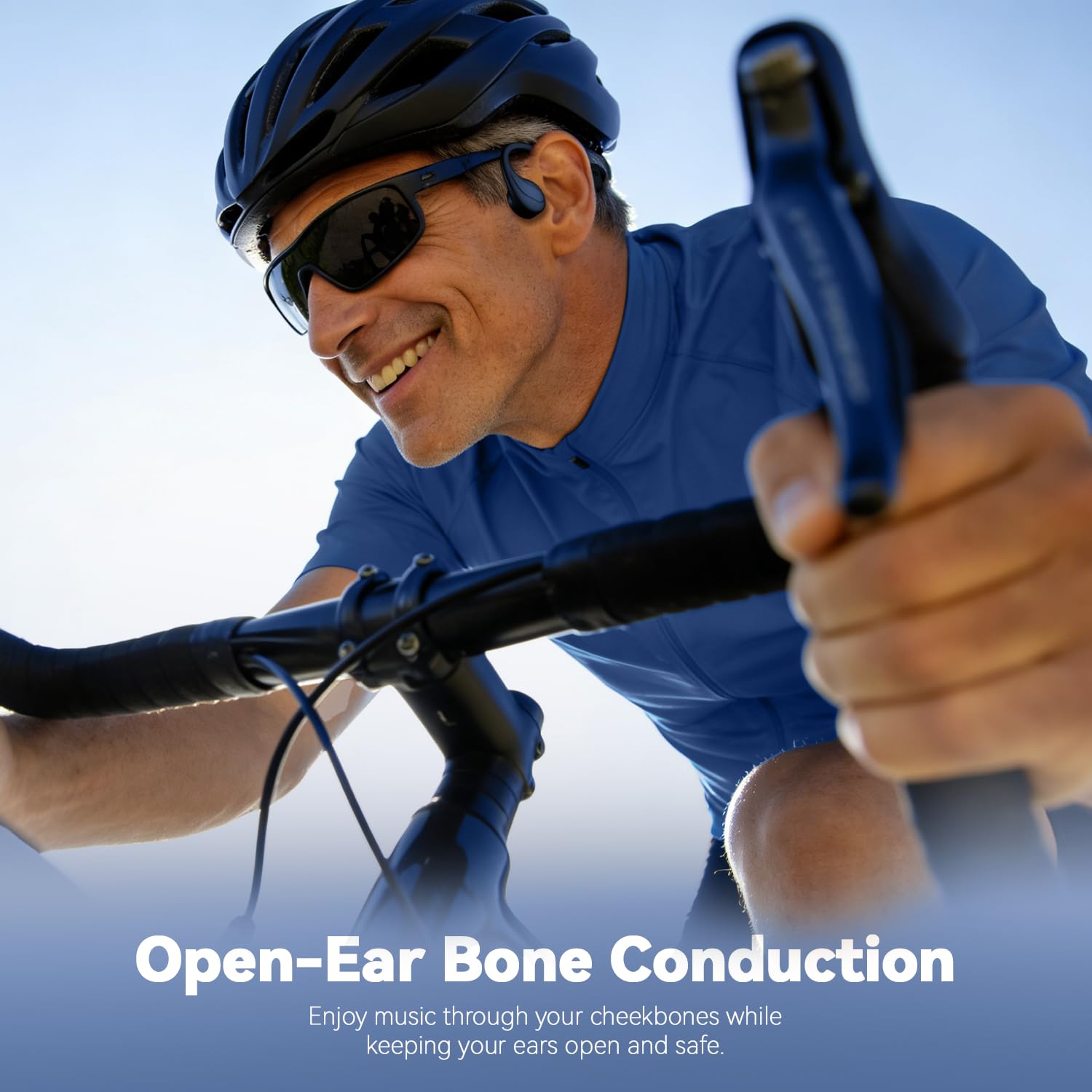 SANOTO Casque à conduction osseuse Bluetooth à oreilles ouvertes avec micro, commutation de mode EQ, écouteurs légers à conduction osseuse, écouteurs étanches IP65 pour le sport, écouteurs sans fil