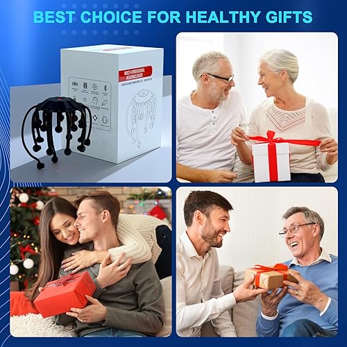 Miniatura 6 de iKeener Masajeador eléctrico de cabeza con luz roja, masaje de cabeza inalámbrico con 5 modos y 20 contactos de vibración para aliviar el estrés,