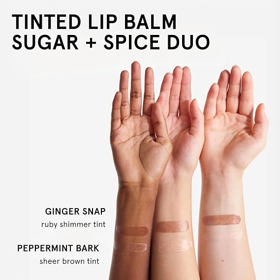 Glossier Balm Dotcom Hydrating Lip Balm Duo - Peppermint Bark & Ginger Snap - Lanolin, Beeswax & Castor Oil for Dry Lips - Nourishing Lip Care Gift Set, 2 x 15ml