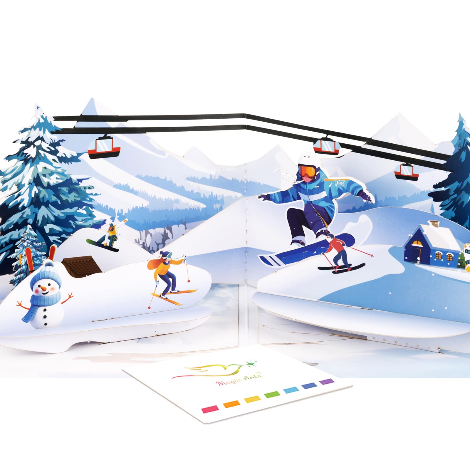 3D Pop Up Ski Area Map - Winter Sports Ski Snowboard Greeting Card with Envelope and Blank Card - Mountain Holiday Card for Skiers, Snowboarders, Winter Sports Enthusiasts, Birthday โ image 1