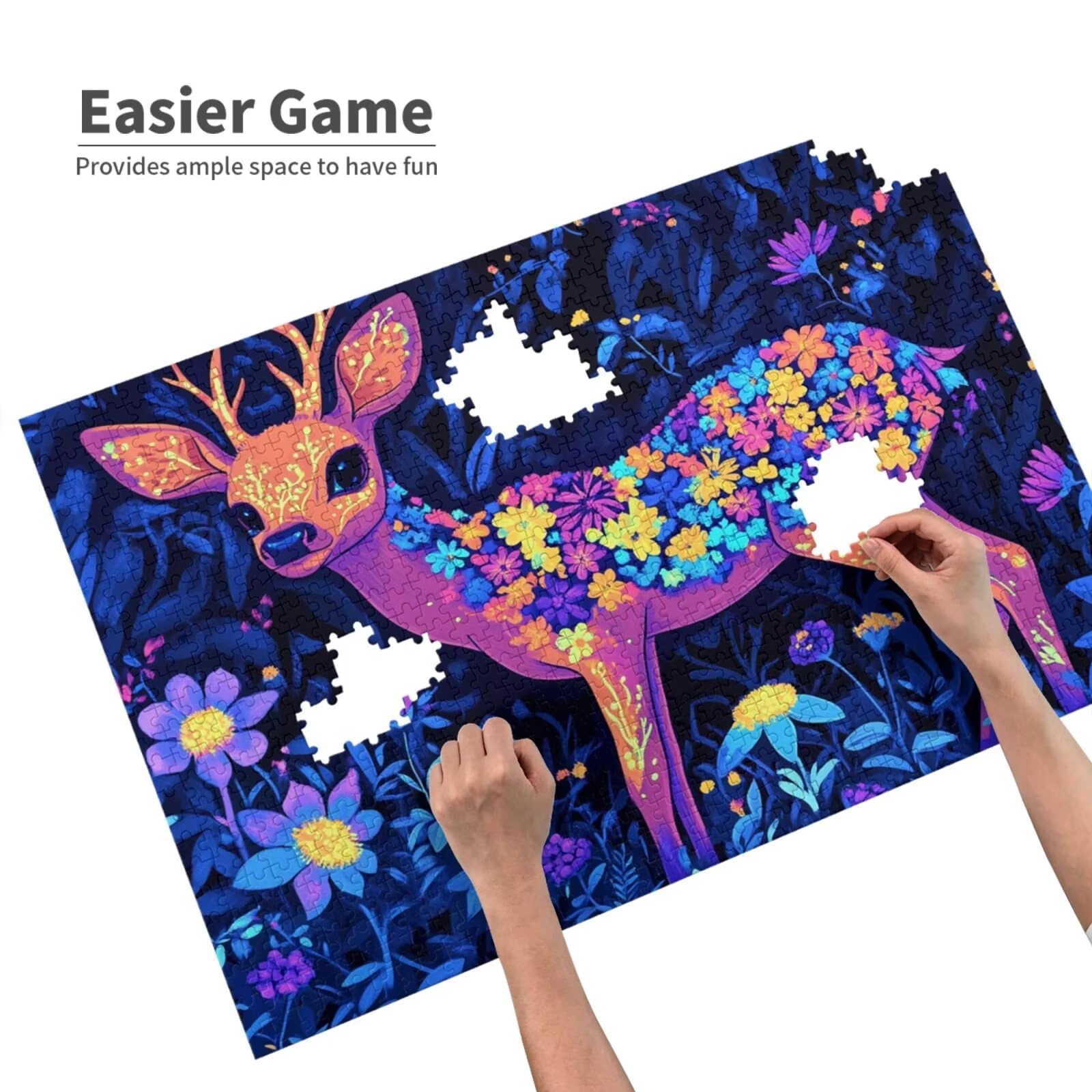Puzzle Blume Puzzle 3000 Teile Reh Puzzles Erwachsene mit Geschenkbox,DIY Groß Holzpuzzle für Erwachsene,Geschicklichkeitsspiel für Die Ganze Familie Geschenke für Frauen,Puzzlegröße 81 x 122 cm -578y