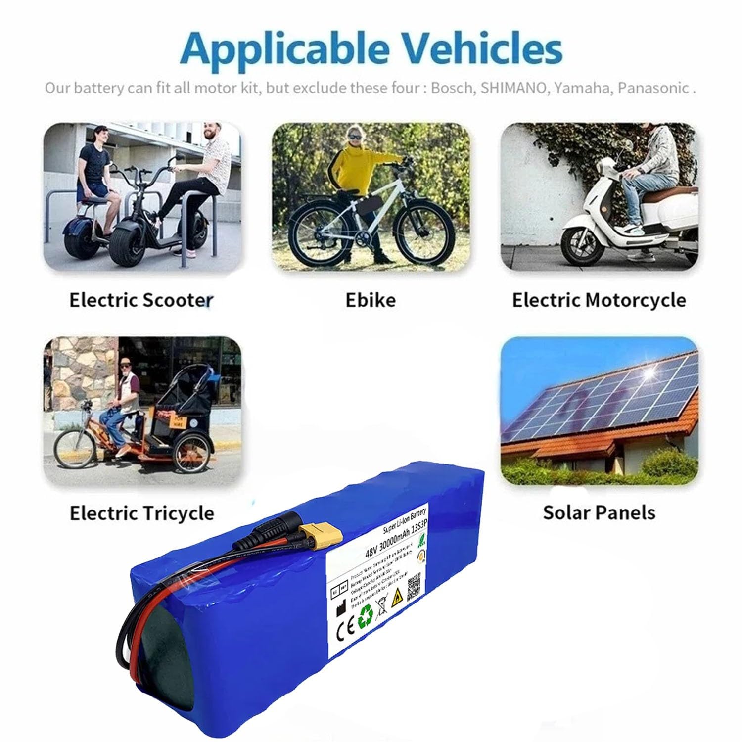 48V 30Ah Ebike Batteria per 1000W 750W 500W 200W Bicicletta Elettrica Scooter Motore E-Bike Batteria Lectric Bike Battery Pack con Caricabatterie 54.6V 2A T plug,48V 30Ah