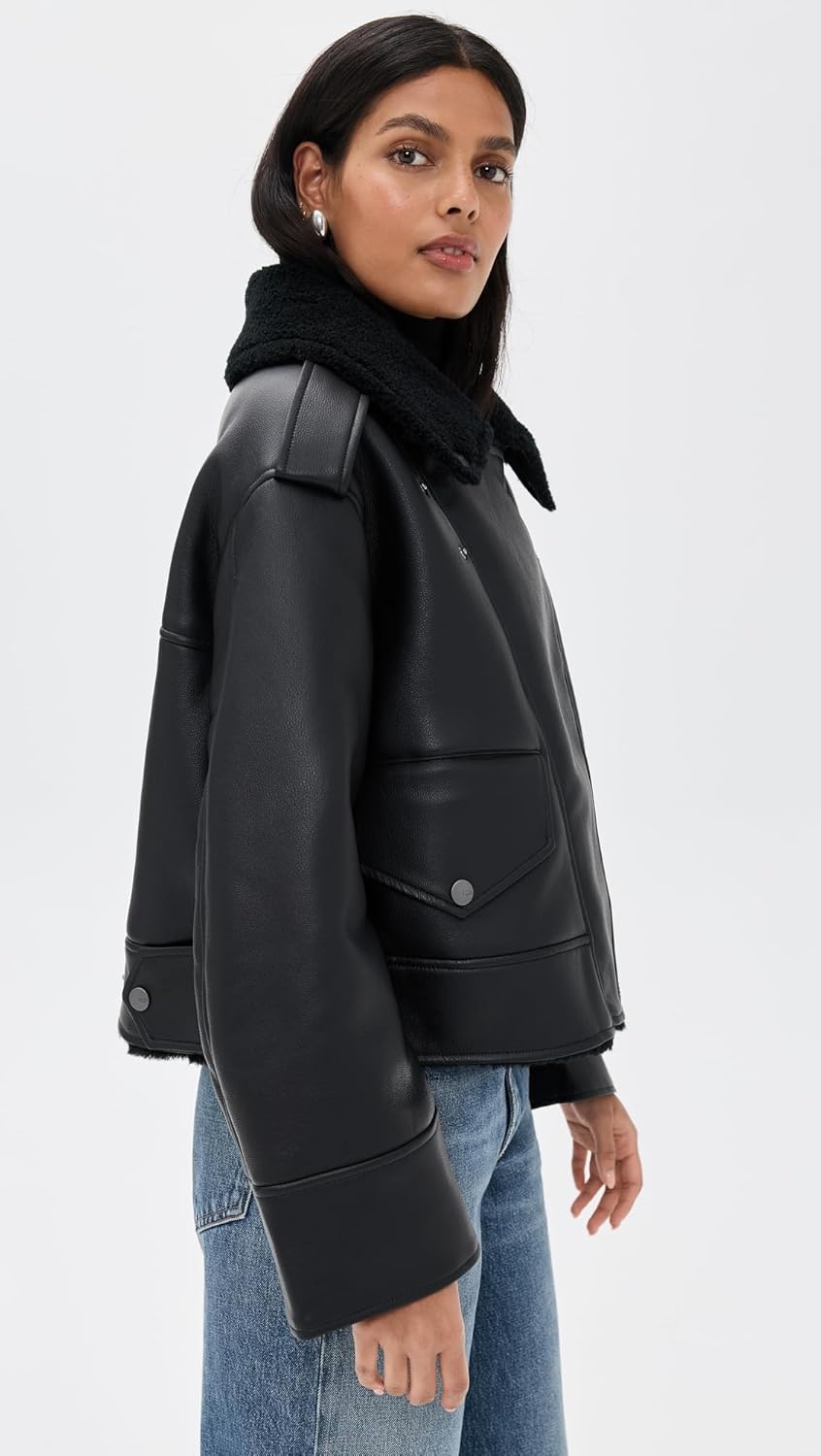 UGG Womens Finnian Luxefluff Moto Jacket - Image 4