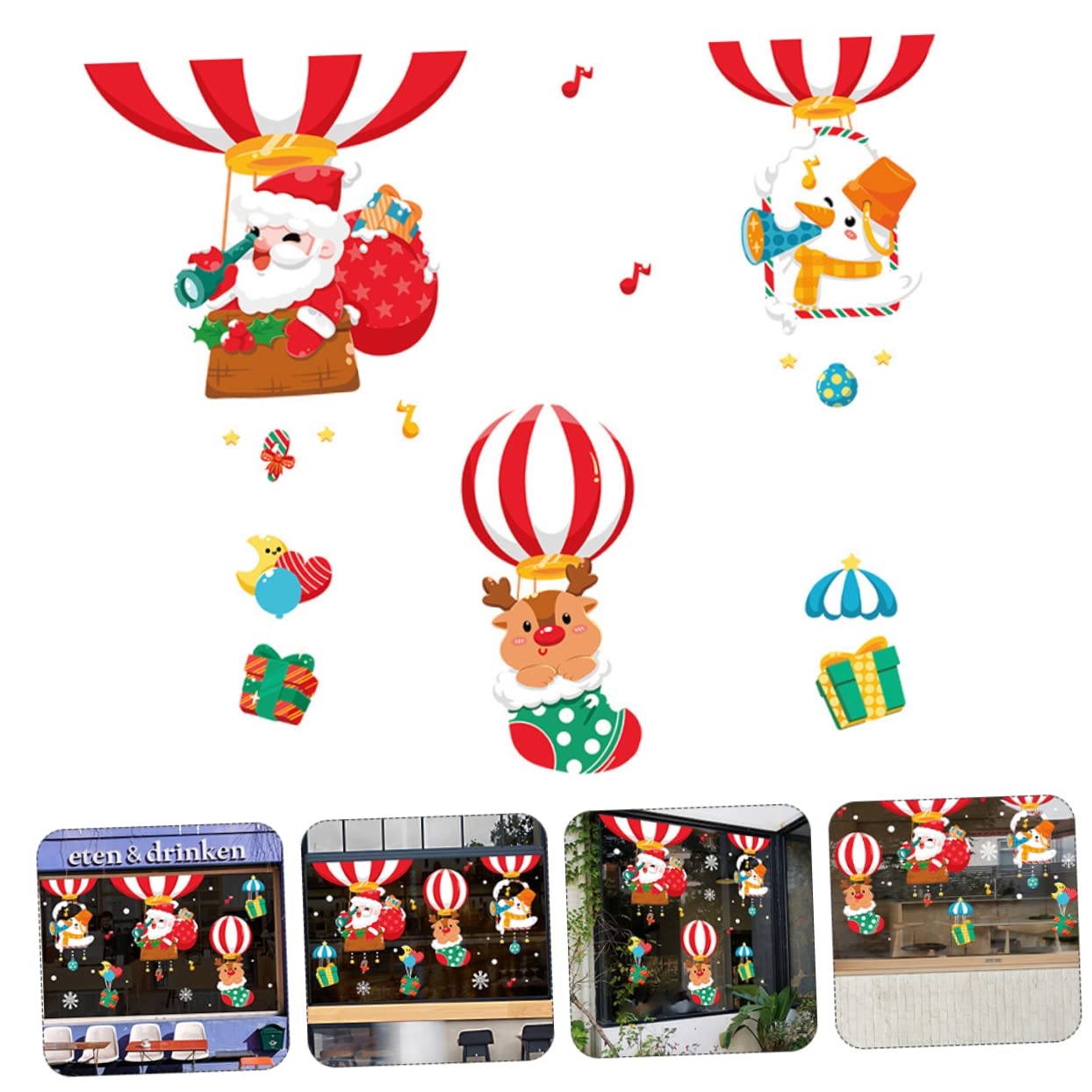 IMIKEYA 6 Pièces autocollant fenêtre bonhomme de neige s'accroche fenêtre de noël s'accroche christmas decoration noel stickers mural fond d'écran de noël décalcomanies murales de Noël PVC