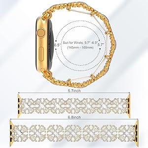 KAGREC Bling Watch Band Compatible with Apple Watch 38mm 40mm 41mm 42mm 44mm 45mm 46mm for iWatch SE Series 10 9 8 7 6 5 4 3 2 1 Ultra, Rhinestone Apple Watch Band Diamond Dressy Bracelet Women