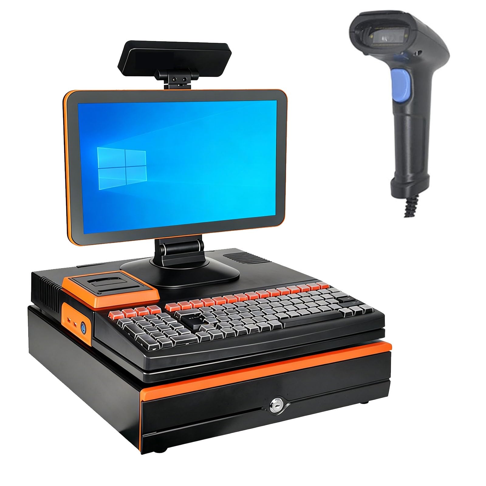 Registratore di cassa professionale, stampante termica integrata, sistema Windows per, cassetto soldi, vendita al dettaglio, ristorante, bar.(Orange,Single-sided)