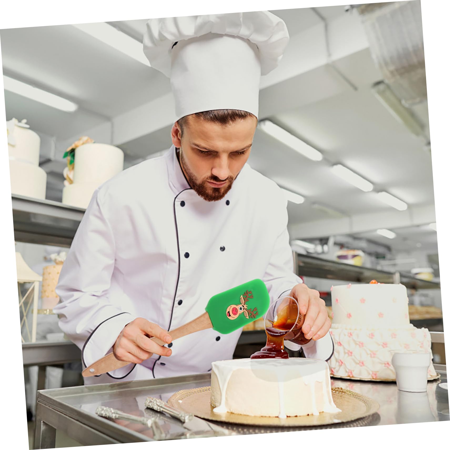 TOPBATHY 3 Sätze Silikoncremespatel Cremefarbener Spachtel Buttercremeschaber Kuchencremekratzer Pfannenwender Für Die Küche Backschaber Teigschaber Butterschaberspatel Holz 4 Stück * 3