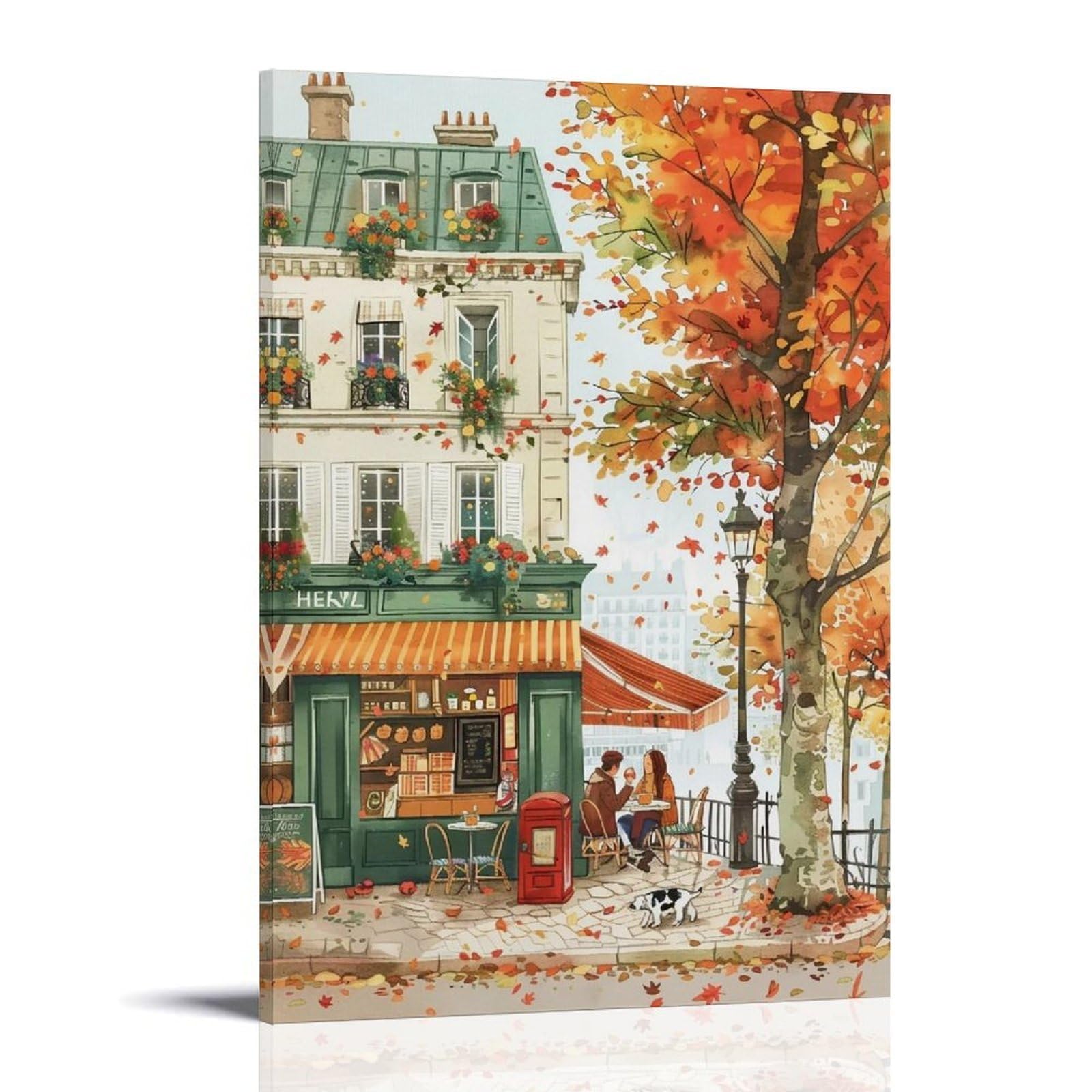 WHOUHJYE Autumn Paris 03 Poster Wall Art Canvas Vintage Aesthetic Painting Decor for Rooms 12x18inch Frame-style