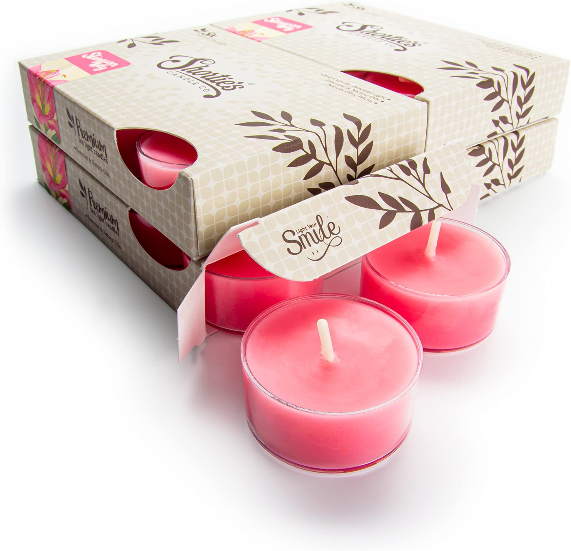 Stargazer Lily Premium Tealight Candles Bulk Pack - Highly Scented with Essential & Natural Oils - 24 Pink Tea Lights - Beautiful Candlelight - Made in The USA - Flower & Floral Collection