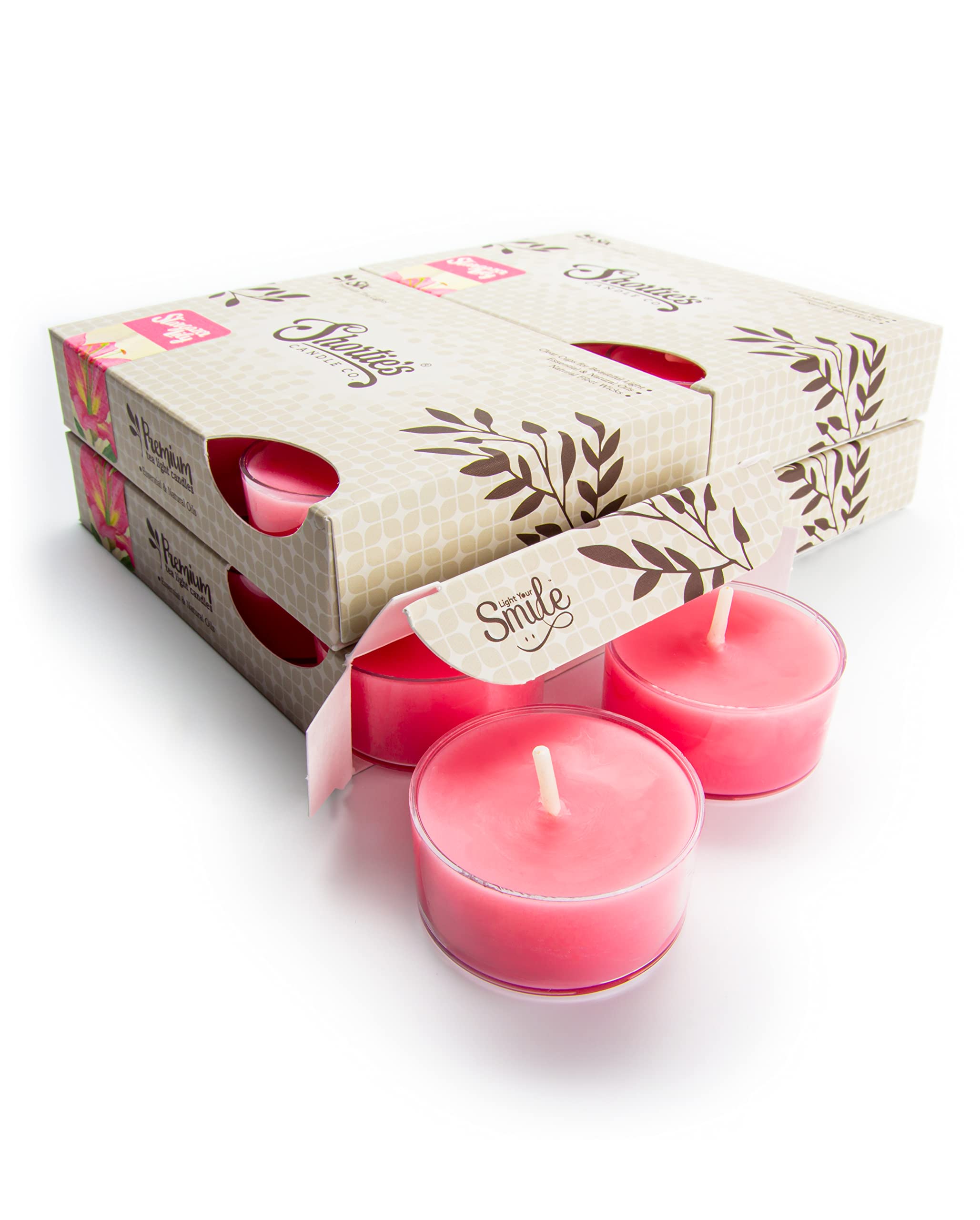 Stargazer Lily Premium Tealight Candles Bulk Pack - Highly Scented with Essential & Natural Oils - 24 Pink Tea Lights - Beautiful Candlelight - Made in The USA - Flower & Floral Collection