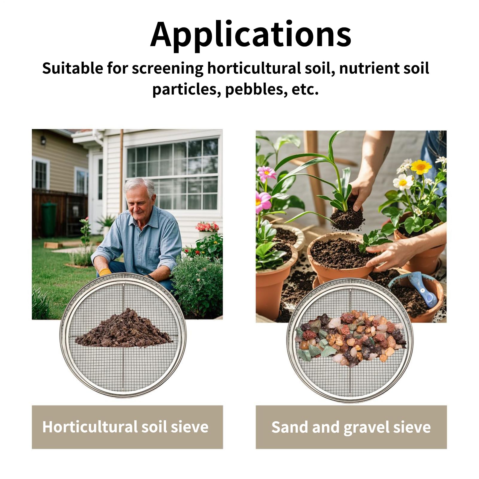 Tamizador De Compost Fácil Instalación Liberación Rápida Criba de Jardín | Criba de Tierra para Grava Serrín Vermicompost Hierba