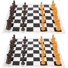 Changor Chess Game Set Portable for Children and Adults 2 Sets with Brown and Wood Color Chess Pieces Ideal for Family Fun and Outdoor Activities