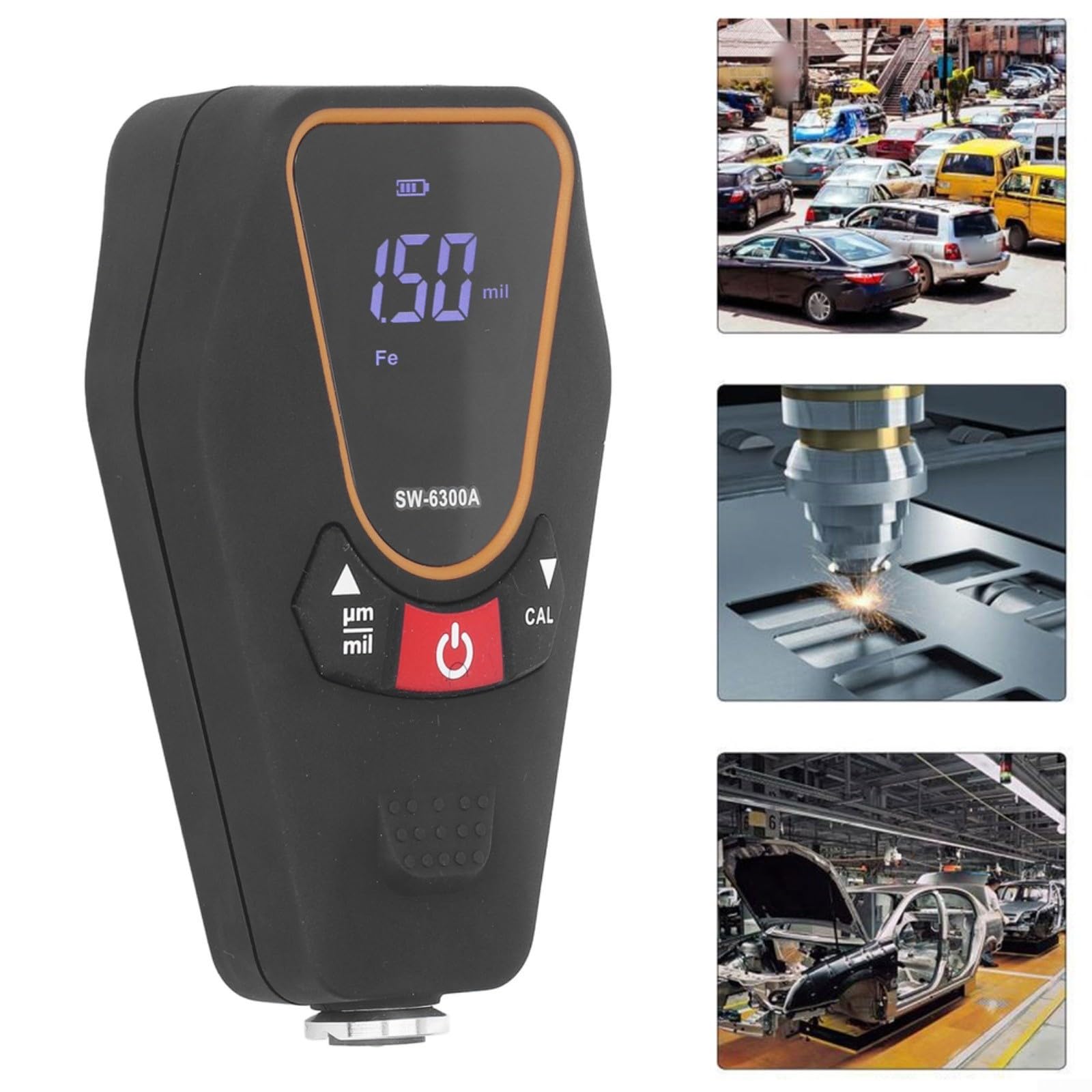 SW-6300A - Misuratore di spessore del rivestimento, strumento magnetico di misurazione della corrente per pellicole verniciate, 0-1200µm, alloggiamento in ABS, display digitale con funzione di