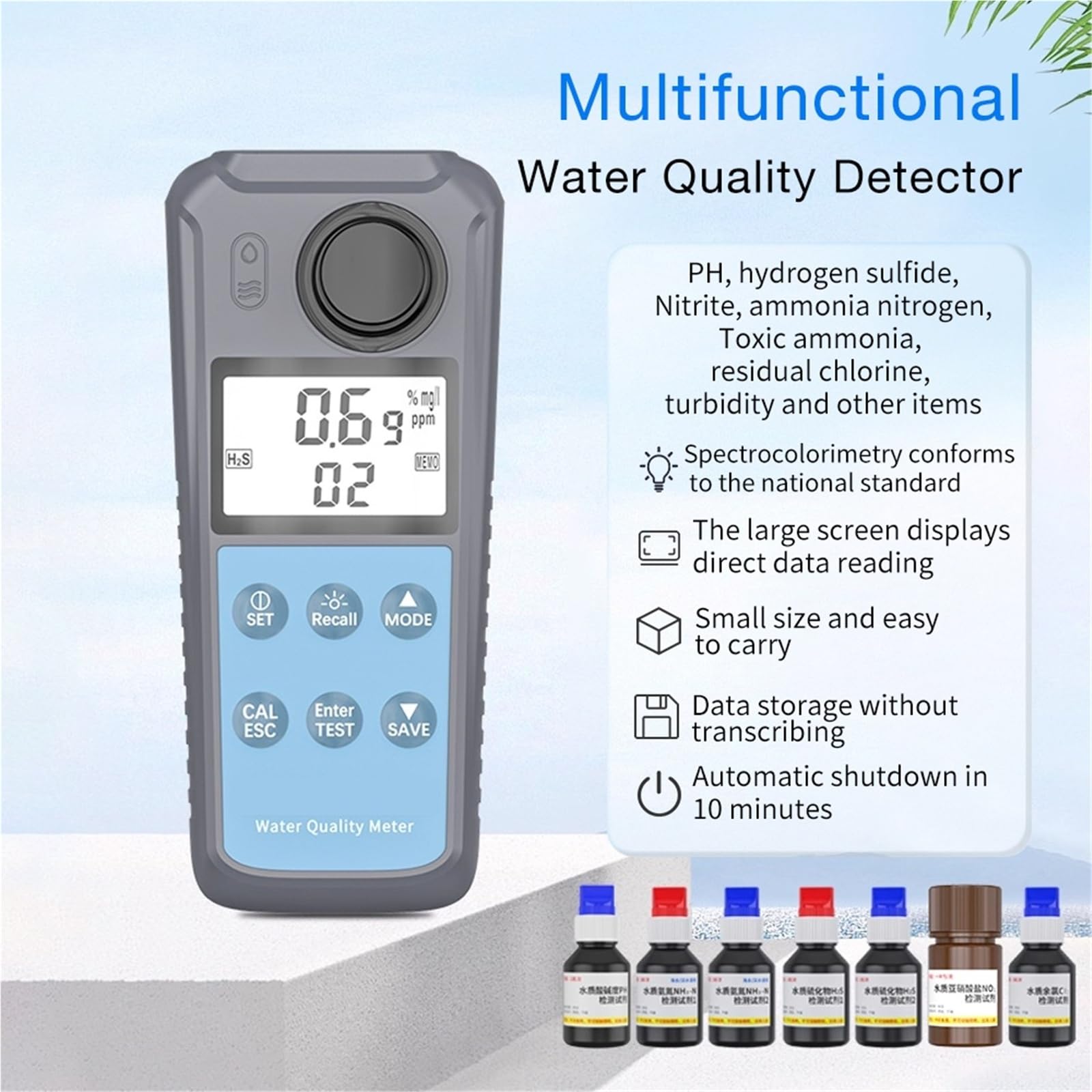 Compteur TDS, Turbidimètre numérique AE86063 (0-1000 NTU) : testeur de turbidité multiparamètre for Aquarium et Piscine
