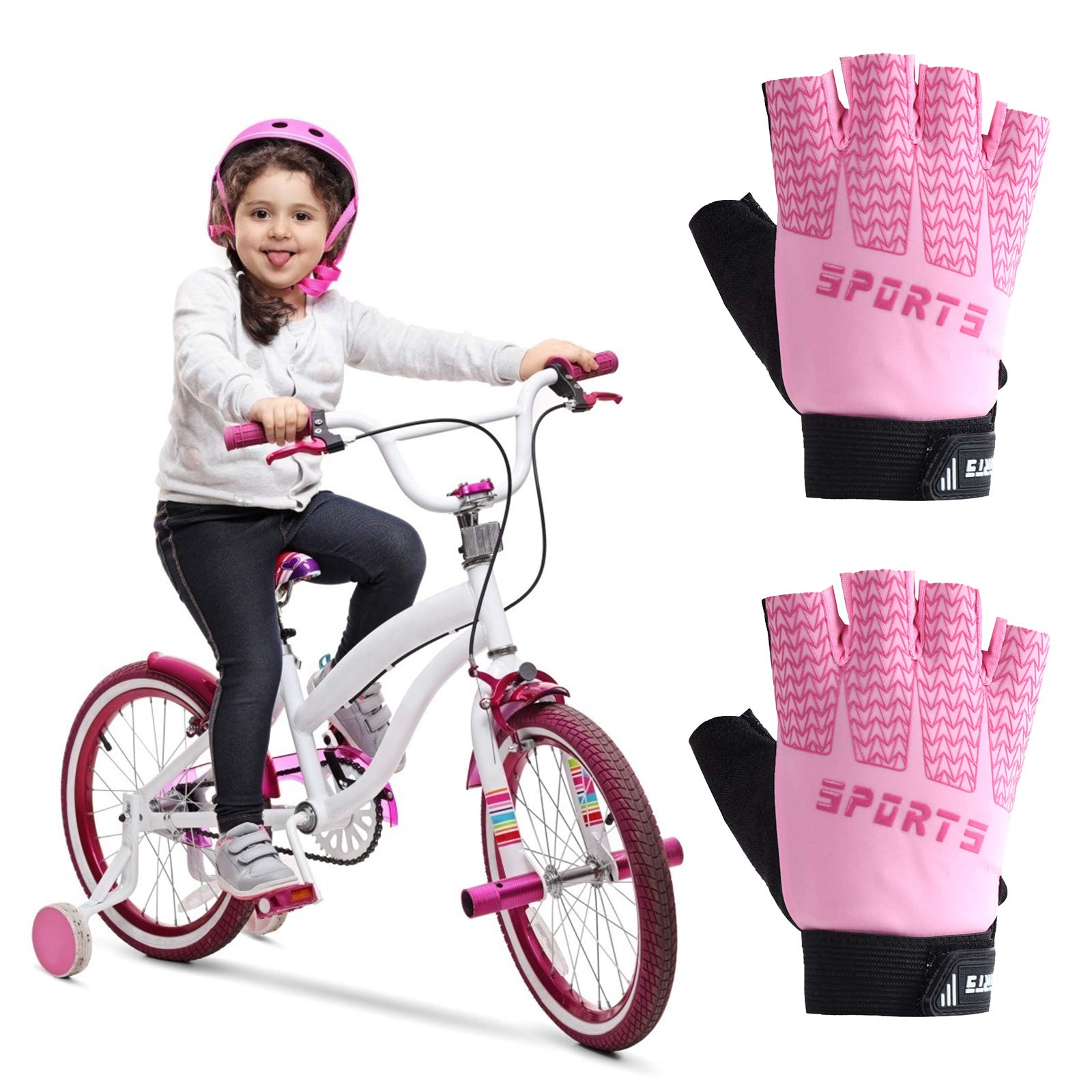 Gants Cyclisme Demi-Doigts Enfants - Antidérapants, Respirants - Pour 6-9 Ans - Confort Et Protection - 11
