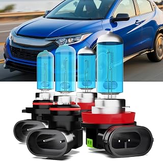 Upgraded Halogen Headlight Bulbs Fit For Honda HR-V HRV 2019 2020 2021 2022,9005/H10/HB3 High Beam H11/H8/H9 Low Beam High Performance Headlights,Super Bright 6000K White,Plug n Play,4-Pack