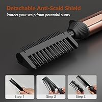 Vista 5 de LURA Nano Titanium Hot Comb for Wigs,250-500°F Electric Hot Combs for Black Women Hair,Pressing Combs for Black Hair,Professional Straightening