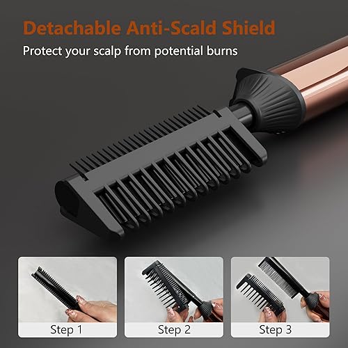 Miniatura 5 de LURA Peine caliente de titanio nano para pelucas, 250-500 F para cabello de mujeres negras, peines de presión para cabello negro, peine alisador