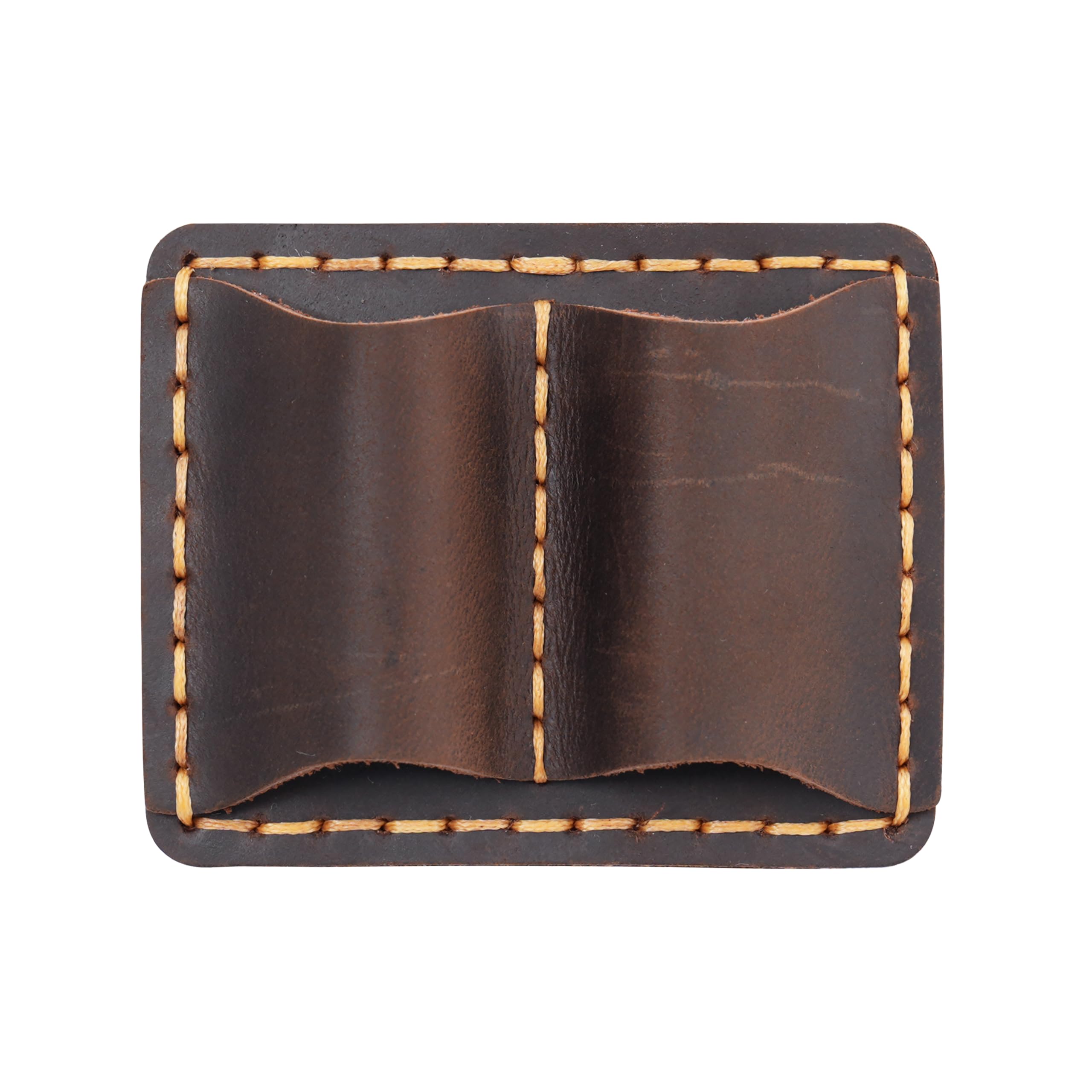 AIGUONIU Vintage Top-Grain Leather Pen Holder for Traveler's Notebook – Handmade Crazy Horse Leather Dual Pen Loop with Stainless Steel Clip (Coffee)