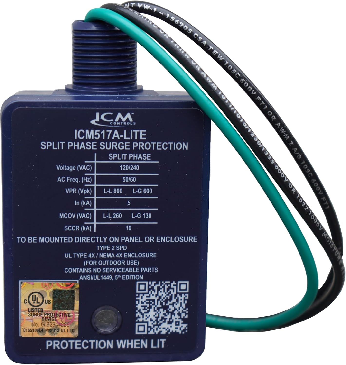 ICM Controls ICM517A-Lite 120/240V HVAC Surge Protective Device – TPMOV Technology, 60kA Surge Rating, 612 Joules, NEMA 4X Enclosure, UL Listed – Replacement of AG3000