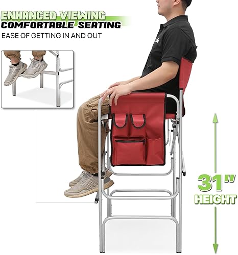 Miniatura 7 de Magshion Silla plegable de directores altos de 31 pulgadas de altura con mesa auxiliar, silla plegable portátil para artista de maquillaje, color