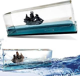 Jasufud Liquid Wave Paperweight | Unsinkable Toy Wavey Boat In A Box Liquid Wave Cruise Fluid Ship Decoration Ornament For Car Decoration Paperweight Desk Toy Gifts