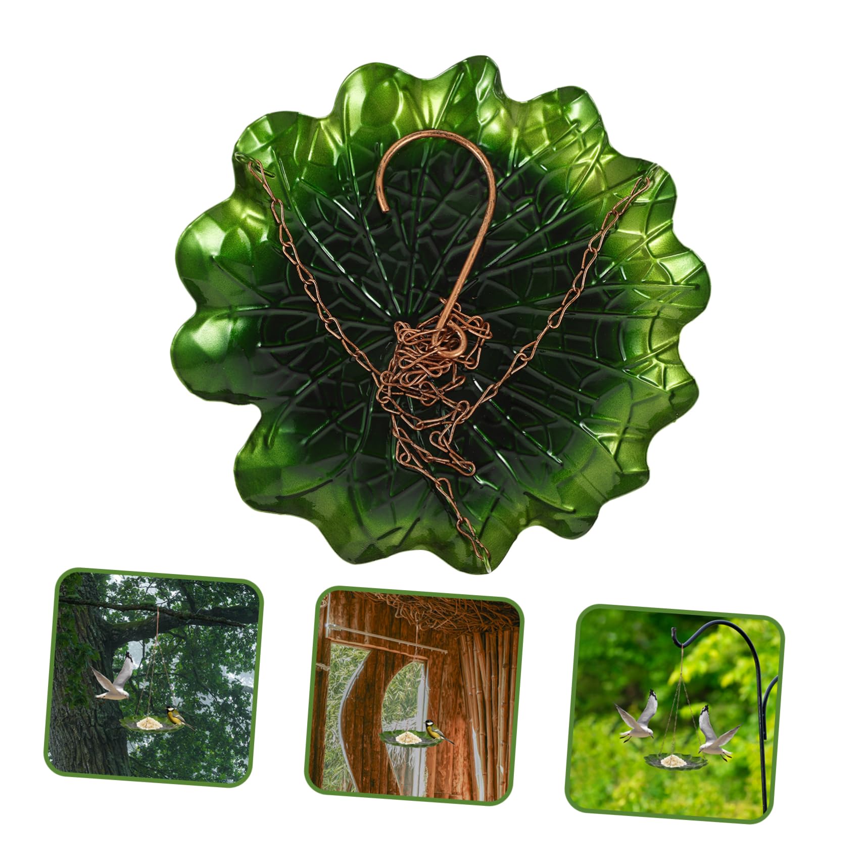 HANABASS 4pezzi Mangiatoia Per Uccelli Da Giardino Battuto Design Elegante e Resistente Alimentatore Appeso Per Esterni Decorazione Per Patio e Giardino Foglia