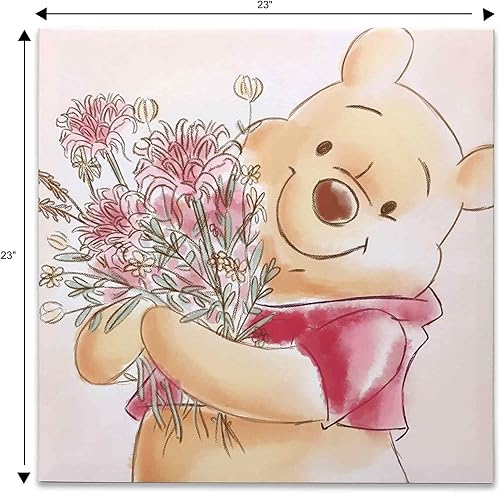 Vista 6 de Open Road Brands Disney Winnie the Pooh Bouquet de Flores Envuelto en Lienzo para Decoración de Pared - Gran Arte de Pared en Lienzo Suave en Pastel
