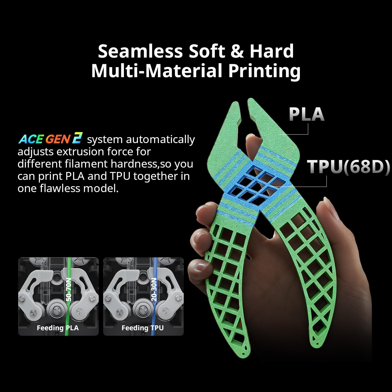 Anycubic Kobra X Drukarka 3D, druk wielokolorowy, obsługa miękkich i twardych materiałów wielowłókienkowych, ulepszone automatyczne wyrównywanie, 4 wbudowane kolory, 260 x 260 x 260 mm