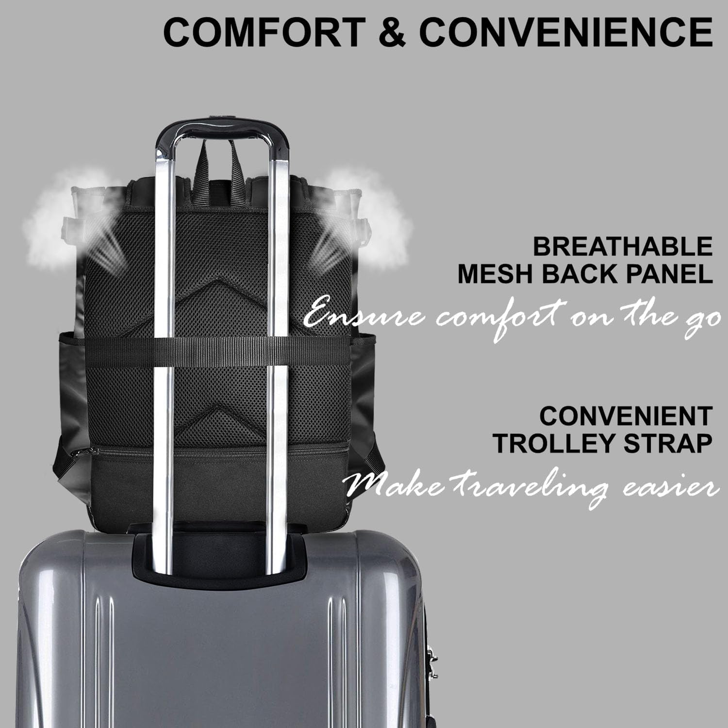 Unisex Laptop Tote Backpack Convertible Lightweight Nylon Water-Resistant Everyday Shoulder Tote bag Backpack with Water Bottle Pocket Work Travel, All Black