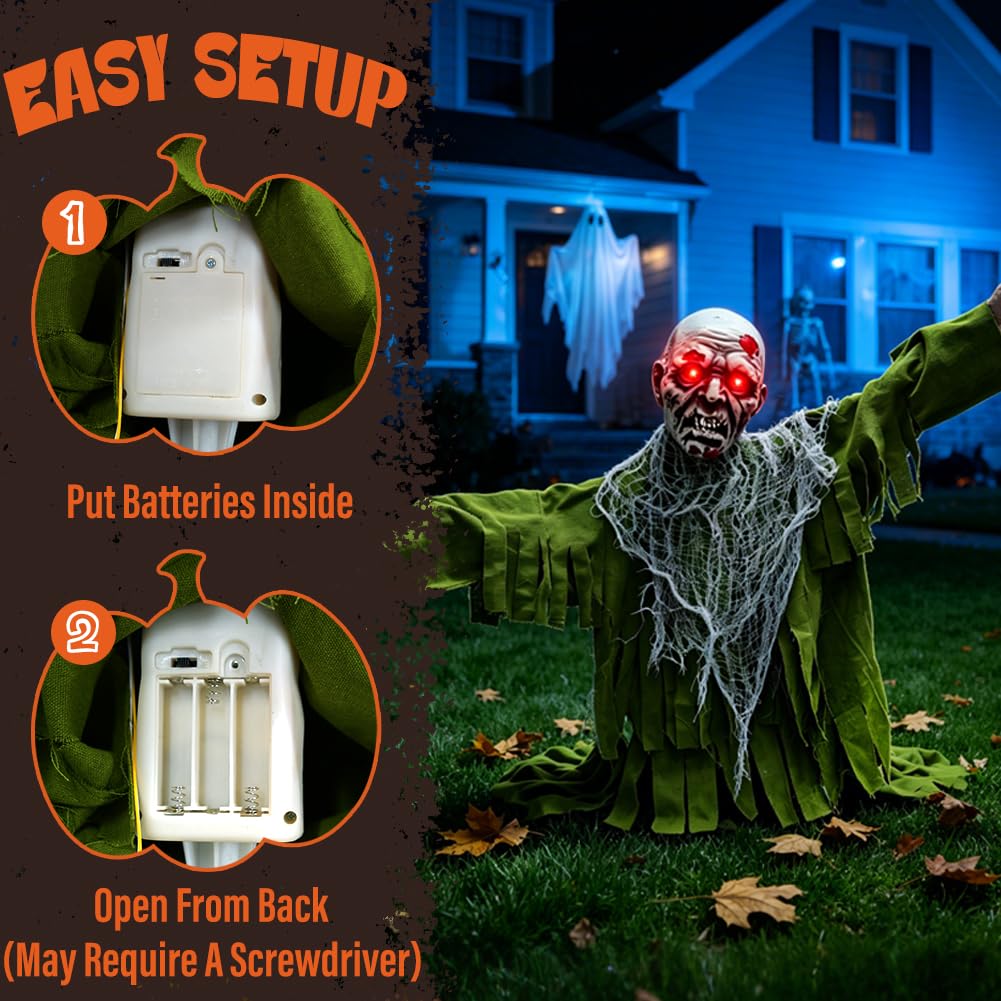 Halloween Animato Zombie Groundbreaker Outdoor Decor LED Occhi Braccia
