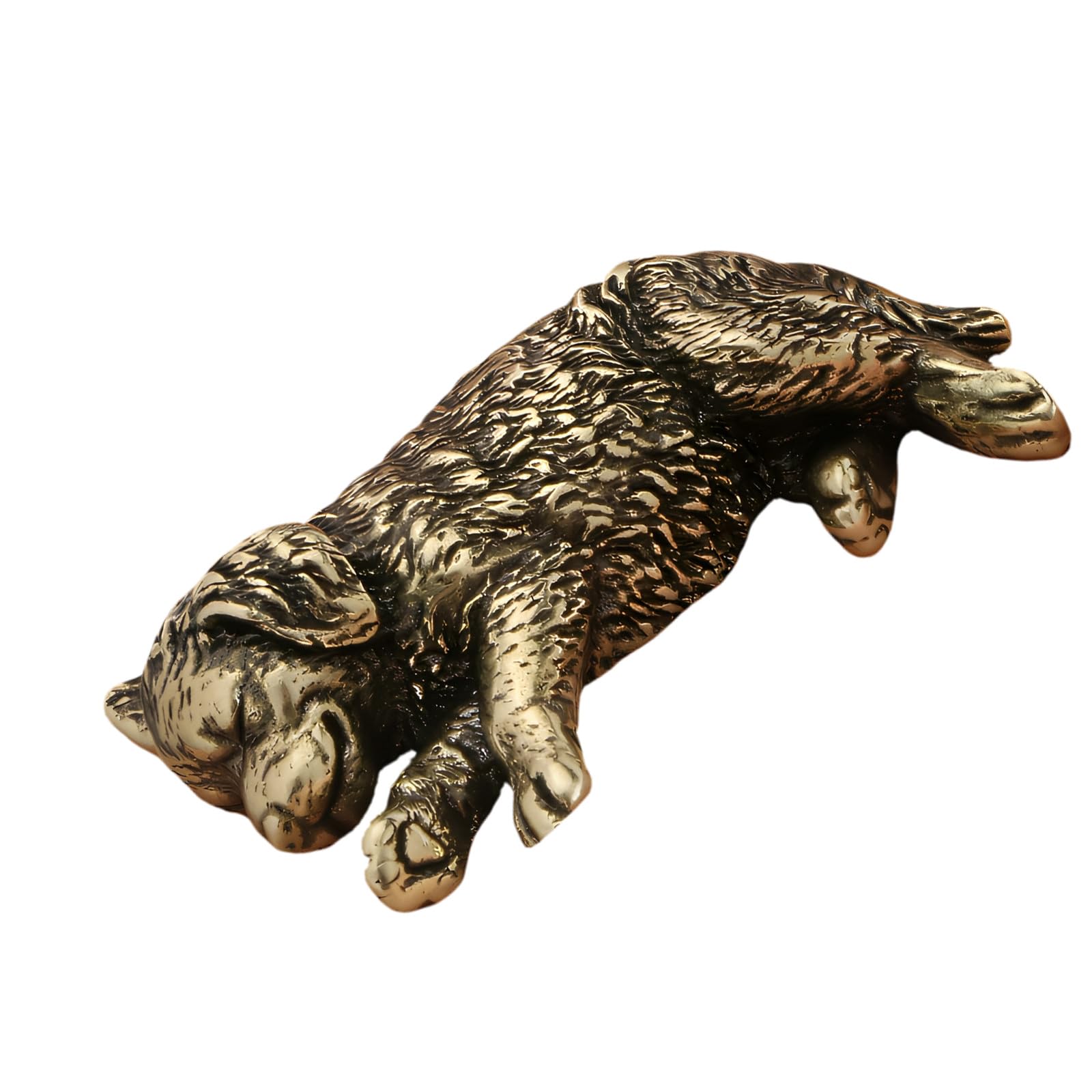 Kaeltsyn Brass Animal Statues Dog Figurine Sculptures Ornament for Bookshelf Cabinet Home Decors Tabletop Centerpieces Gift Metal Animal Figurine