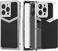 Vista 13 de HUALIMEI Funda de lujo para iPhone 13 Pro 6.1, funda de teléfono de fibra de carbono, armadura protectora militar con protector de pantalla