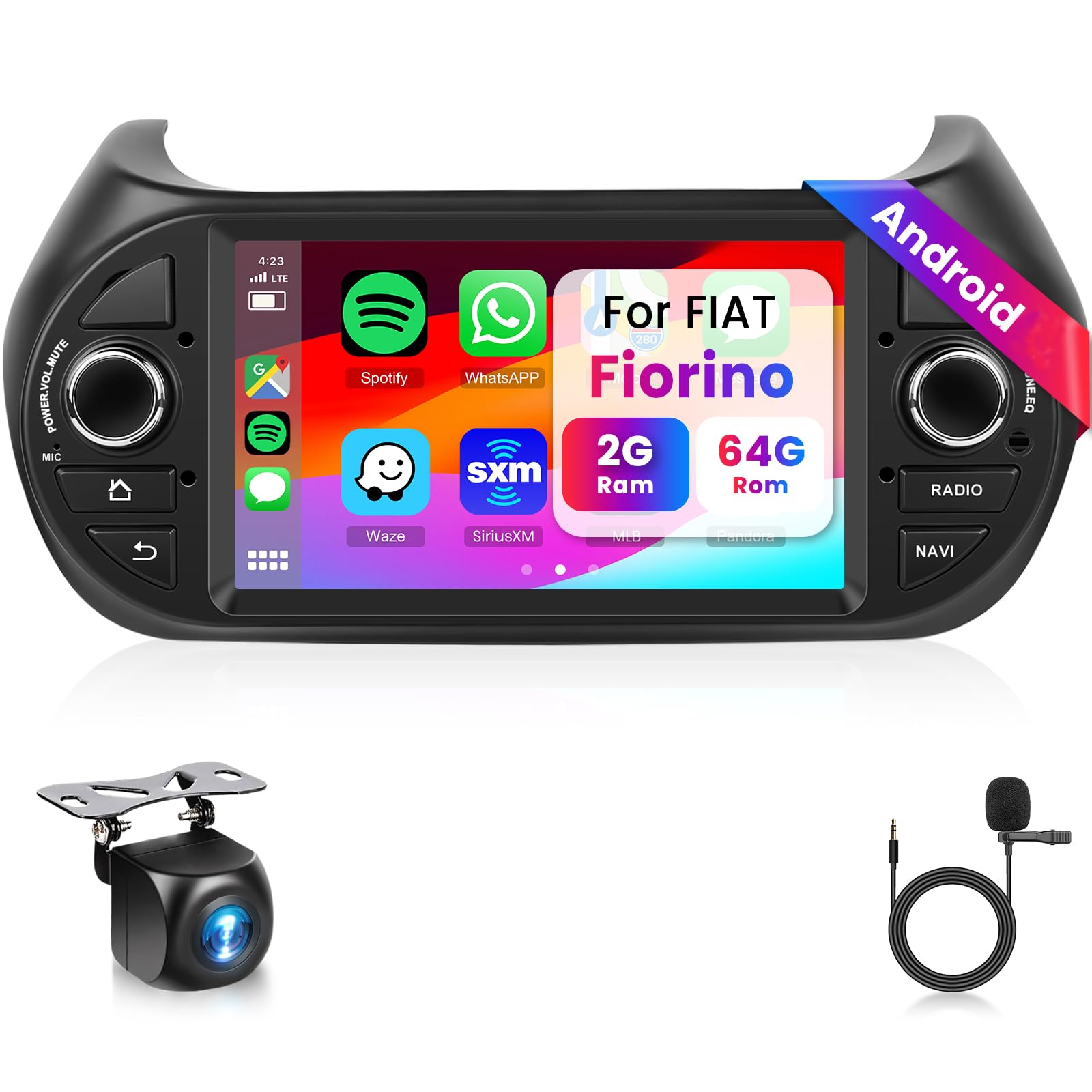 2GB+64GB Android Radio para FIAT Fiorino/Qubo/Citroen Nemo/Peugeot Bipper con Carplay Android Auto, Hodozzy Radio Coche con Pantalla Táctil de 7 Pulgadas con GPS WiFi Bluetooth DSP FM/RDS con Cámara