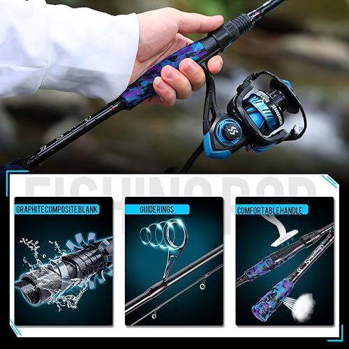 Miniatura 3 de Sougayilang Fishing Rod and Reel Combo, Stainless Steel Guides Fishing Pole with Spinning Reel Combo for Bass Fishing
