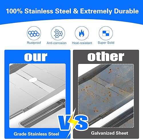 Miniatura 4 de Bandeja de grasa de repuesto para parrilla Dyna Glo con bandeja de captura, reemplazo universal de bandeja de goteo ajustable de 25 a 34 pulgadas