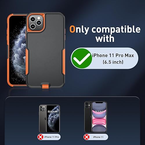 Miniatura 9 de Funda para iPhone 11 Pro Max, a prueba de golpes, soporte de clip para cinturón, 2 protectores de pantalla de vidrio templado, funda resistente para