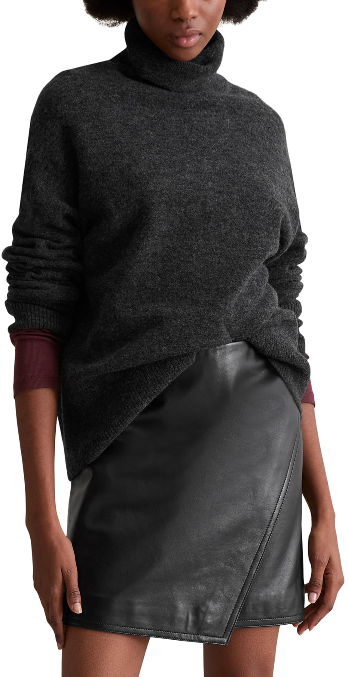 Marc OߴPolo Denim Damen Pullover mit Rollkragen Regular Fit, Grau (Anthra Melange), S