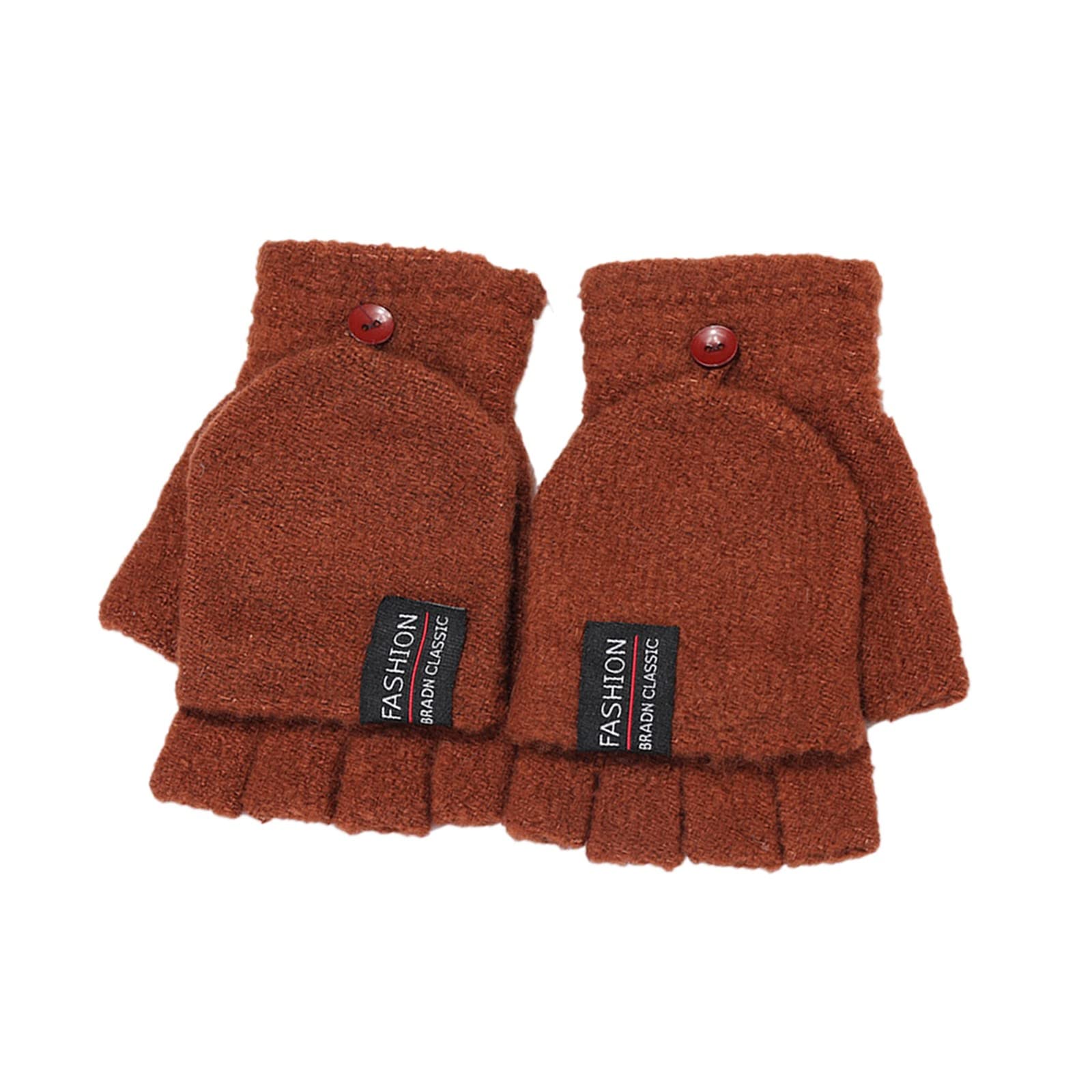 Winter Gloves Wool Flip Mittens Knitted Warm Convertible Flip