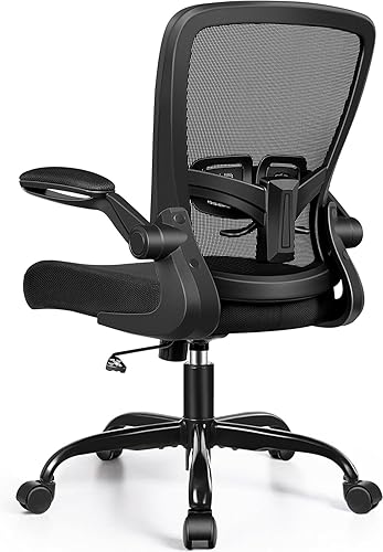 Silla de oficina ergonómica con altura ajustable, reposabrazos abatibles, inclinación flexible, giro de 360, soporte lumbar, cómodo cojín
