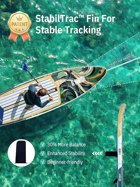 Niphean (Extra Large) Inflatable Paddle Board, SUP for 2+1 People/Family 500lbs Capacity Stand Up Paddle Board with SUP Accessories, StabilTrac Fin Non-Slip Paddleboard for Adults - 4