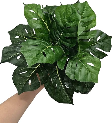 Miniatura 6 de PASYOU Plantas artificiales artificiales artificiales tropicales de Monstera, decoración de arbustos de tortuga sintética, hojas de palma, tallos
