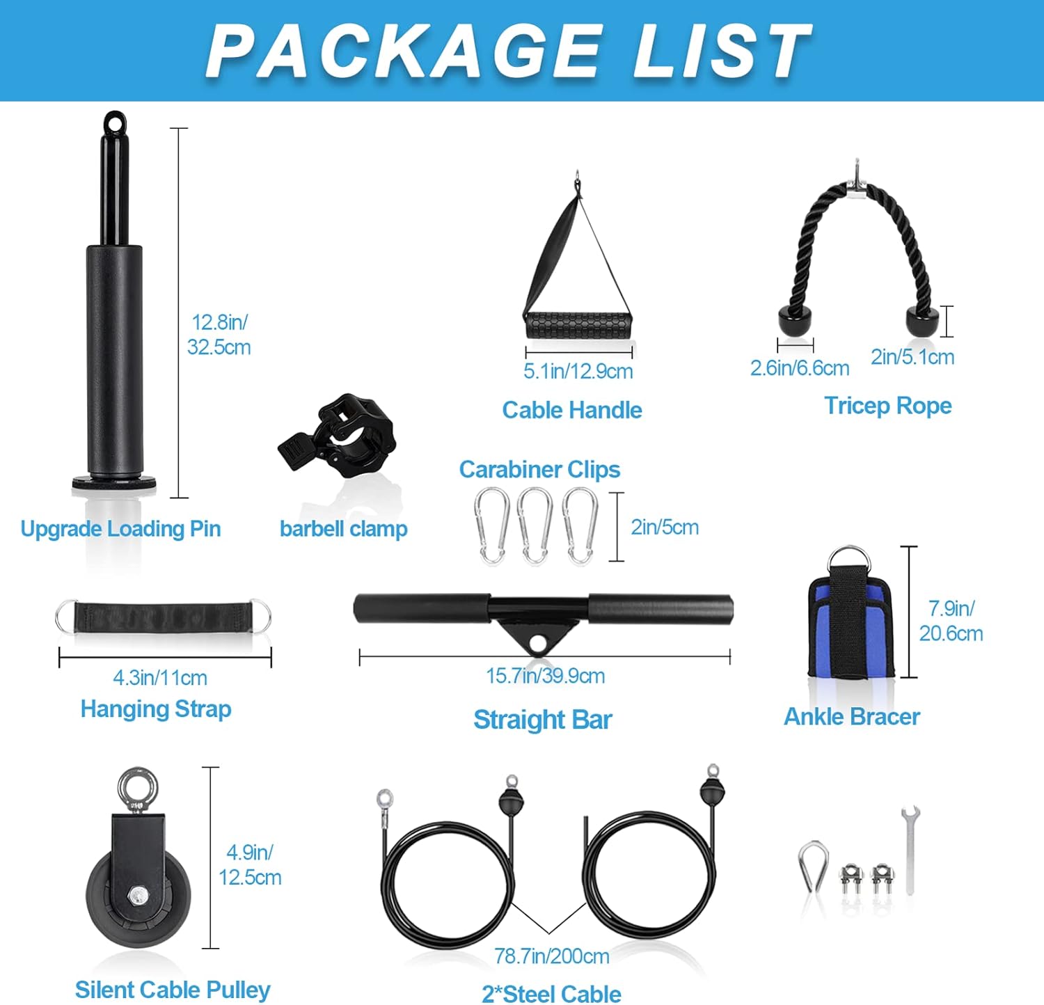 Uboway Weight Cable Pulley System: LAT Pull Down Machine with Dual Cable and Upgraded Loading Pin for Triceps, Back, Forearm, Shoulder, LAT and Lift Cable Pulley Attachments for Home Gym