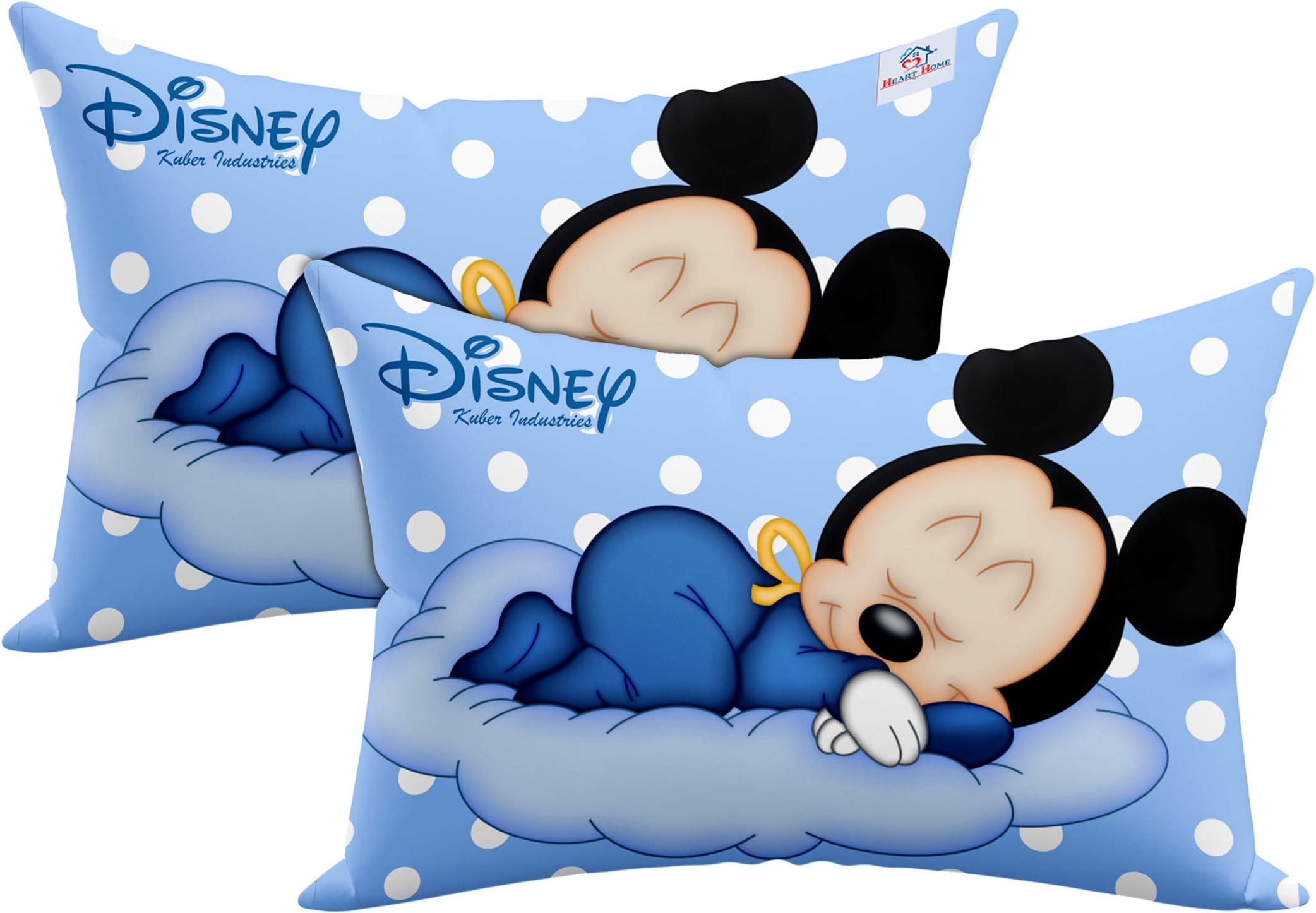 Heart Home Disney Printed Toddler Kids Pillow Silky Soft Microfiber Polyester, Perfect for Travel,Toddler Cot,12"x18" (Sky Blue)-Pack of 2-KUBMART15816