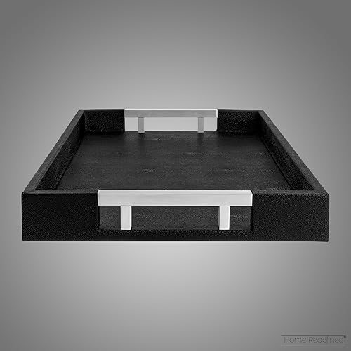 Miniatura 10 de Home Redefined - Bandeja rectangular hermosa, moderna y elegante, 18x 12pulgadas, decoración brillante, con asas, para apoyar sobre mesa de centro