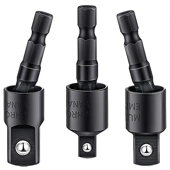 3Pcs 1/4" 3/8" 1/2" Bits 360Rotatable,Impact Grade Socket Adapter/Extension Set Turns Power Drill Into High Speed Nut Driver,for Cordless Drills Ratchet Extension,Universal Socket Wrench Adapter Set