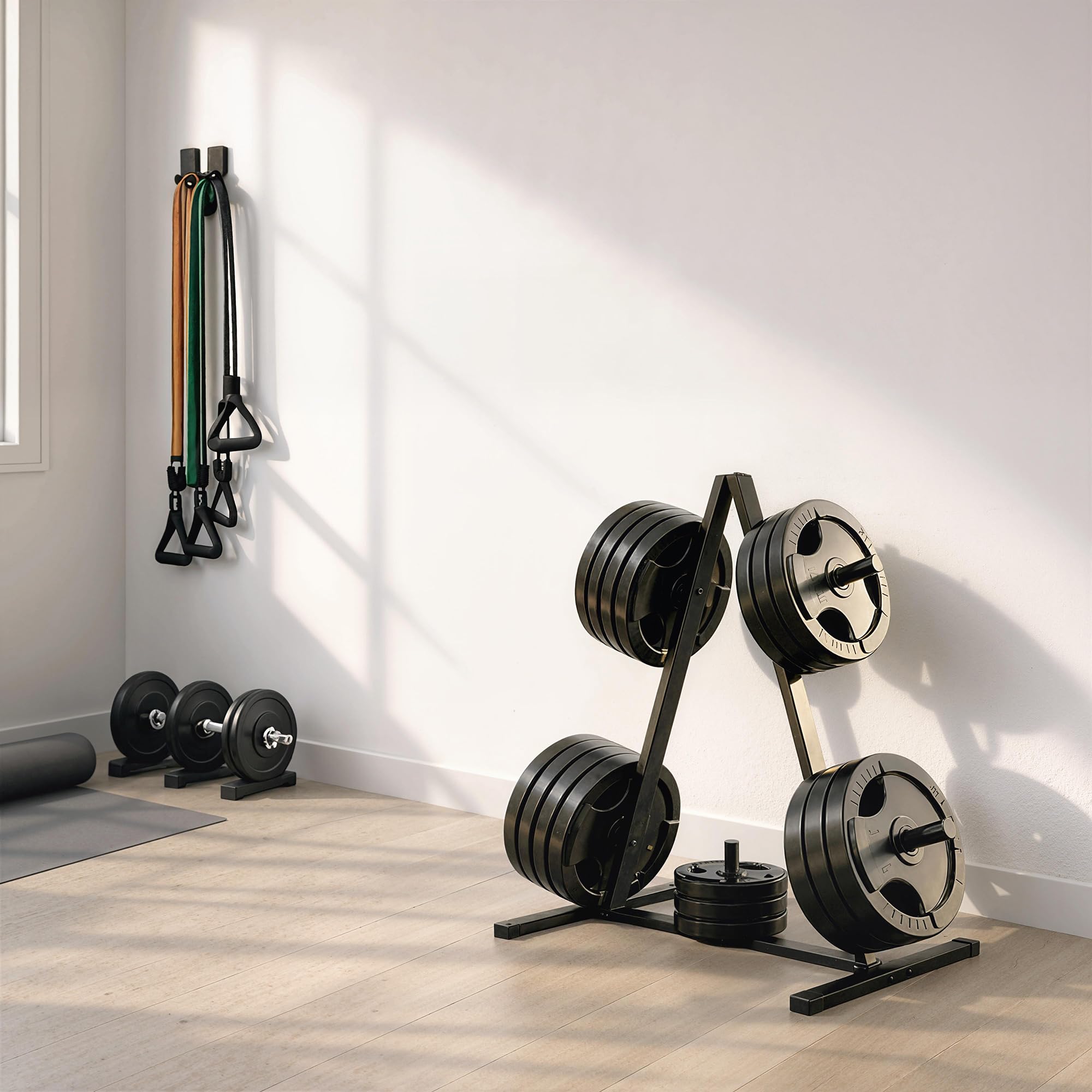 SPORTNOW Hantelscheibenständer mit 5 Stangen, Gewichtsständer mit 25 mm Scheibenaufnahme, bis 200 kg Belastbar, Stahl, Schwarz