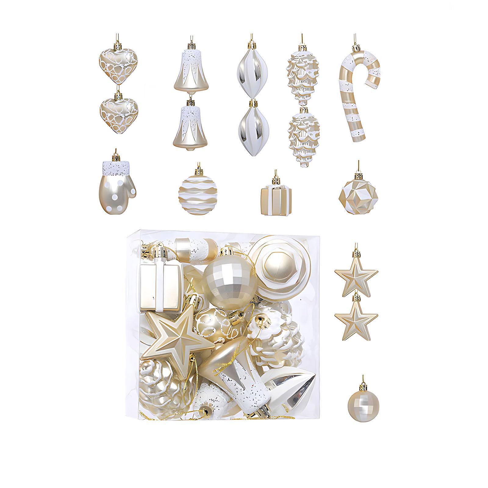 Kalttoy 16 Piece Christmas Ornament Set Bright Holiday Decors Shatterproof User Friendly Tree Hanging Ball Pet Friendly Christmas Accessories