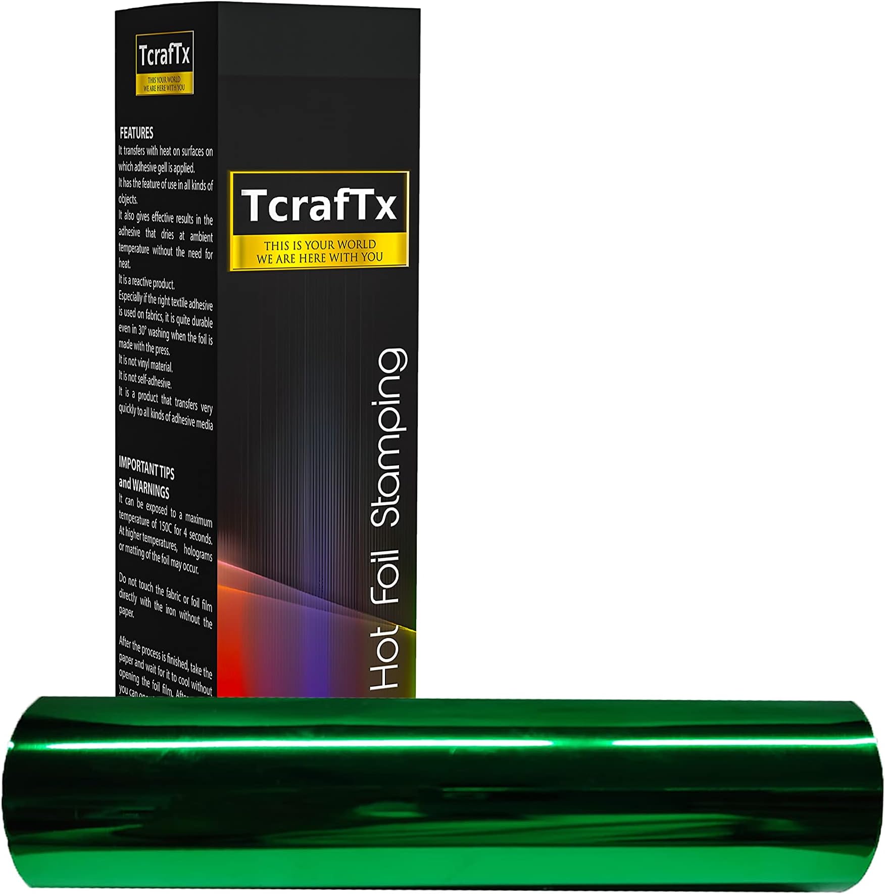 Hot Foil Transfer Roll for Minc Machine and Textile, 5.90" x 82 ft Metallic Hot Foil (Green)