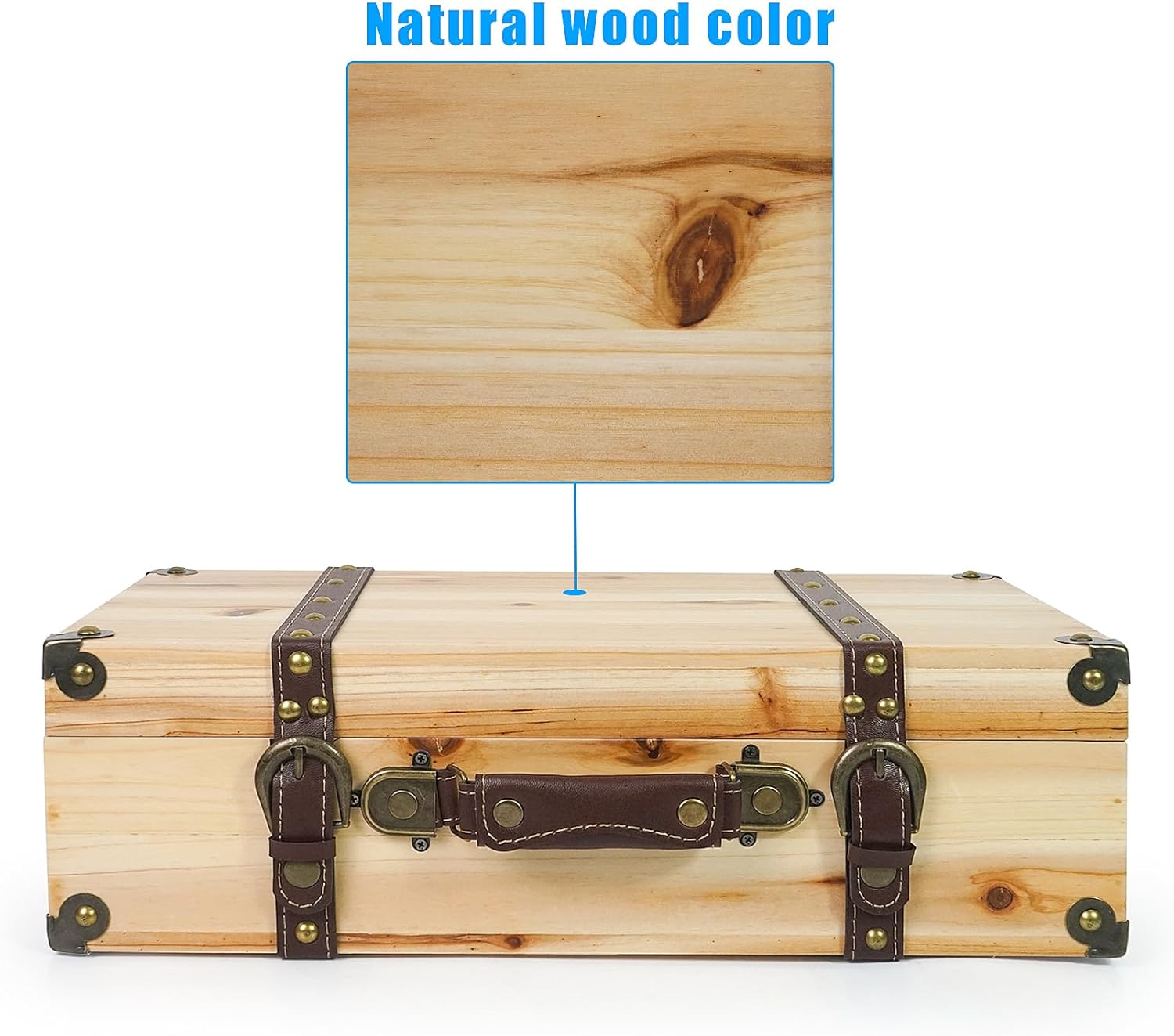 DreamsEden Decorative Solid Wood Box, Wooden Storage Box with Lid and Handle, 17.2’’ x 8.5’’ x 5.2’’